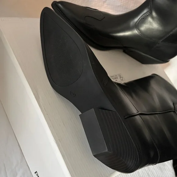 BNIB Abound size 9m Black faux Leather Cowgirl Boots pointed toe small heel - Picture 5 of 10